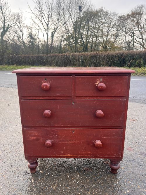 AN ORIGINAL VICTORIAN PAINTED PINE CHEST OF DRAWERS C370 - ADDITIONAL PHOTO 3