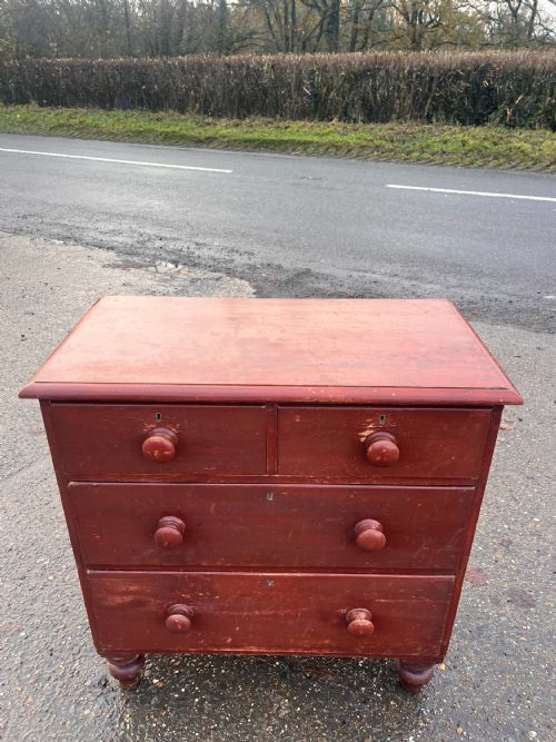 AN ORIGINAL VICTORIAN PAINTED PINE CHEST OF DRAWERS C370 - ADDITIONAL PHOTO 4