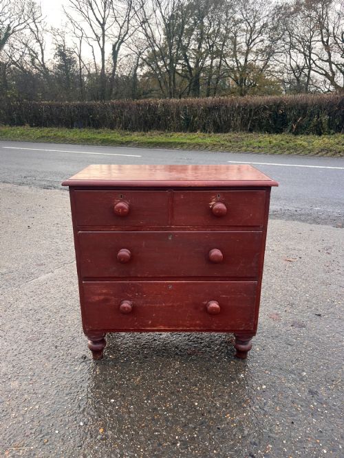 AN ORIGINAL VICTORIAN PAINTED PINE CHEST OF DRAWERS C370 - ADDITIONAL PHOTO 5