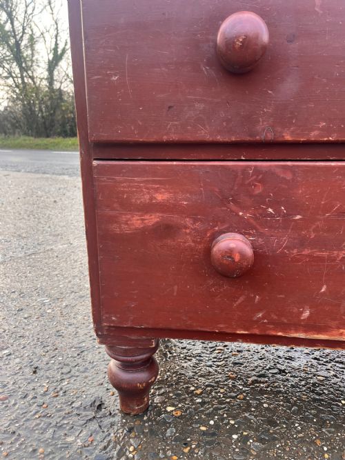 AN ORIGINAL VICTORIAN PAINTED PINE CHEST OF DRAWERS C370 - ADDITIONAL PHOTO 6