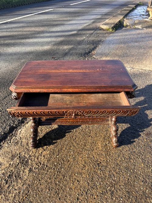 VICTORIAN CARVED OAK CENTRE HALL TABLE - ADDITIONAL PHOTO 1