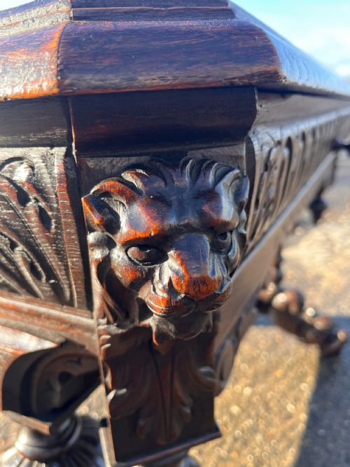 VICTORIAN CARVED OAK CENTRE HALL TABLE - ADDITIONAL PHOTO 7