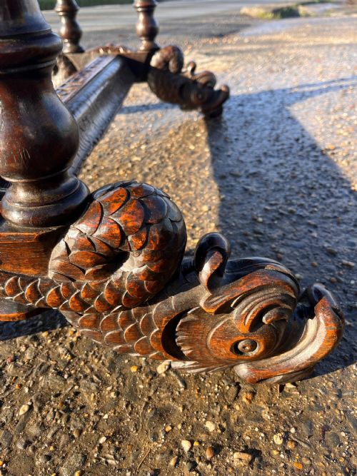 VICTORIAN CARVED OAK CENTRE HALL TABLE - ADDITIONAL PHOTO 5
