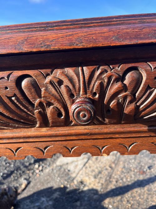 VICTORIAN CARVED OAK CENTRE HALL TABLE - ADDITIONAL PHOTO 14