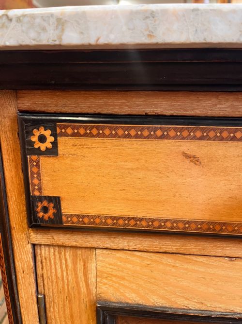 AN ASH AESTHETIC MOVEMENT MARBLE TOP WASHSTAND BY AW TAYLOR SONS WITH PAINTED GEOMETRIC DETAIL - ADDITIONAL PHOTO 6