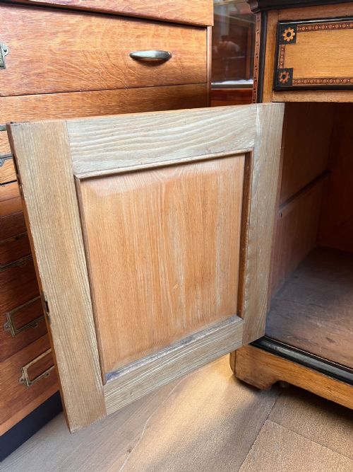 AN ASH AESTHETIC MOVEMENT MARBLE TOP WASHSTAND BY AW TAYLOR SONS WITH PAINTED GEOMETRIC DETAIL - ADDITIONAL PHOTO 9
