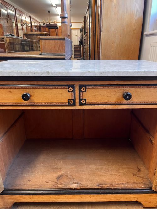AN ASH AESTHETIC MOVEMENT MARBLE TOP WASHSTAND BY AW TAYLOR SONS WITH PAINTED GEOMETRIC DETAIL - ADDITIONAL PHOTO 10