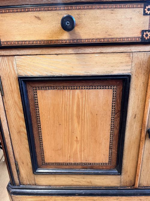 AN ASH AESTHETIC MOVEMENT MARBLE TOP WASHSTAND BY AW TAYLOR SONS WITH PAINTED GEOMETRIC DETAIL - ADDITIONAL PHOTO 12