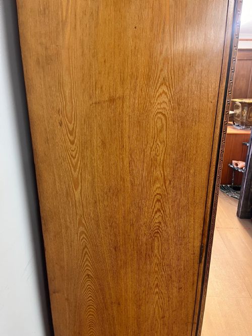 AN ASH AESTHETIC MOVEMENT TRIPLE WARDROBE BY AW TAYLOR SONS WITH PAINTED GEOMETRIC DETAIL - ADDITIONAL PHOTO 4
