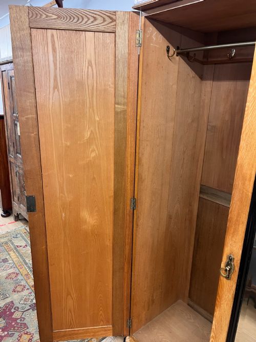 AN ASH AESTHETIC MOVEMENT TRIPLE WARDROBE BY AW TAYLOR SONS WITH PAINTED GEOMETRIC DETAIL - ADDITIONAL PHOTO 7