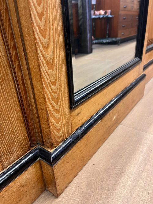 AN ASH AESTHETIC MOVEMENT TRIPLE WARDROBE BY AW TAYLOR SONS WITH PAINTED GEOMETRIC DETAIL - ADDITIONAL PHOTO 17