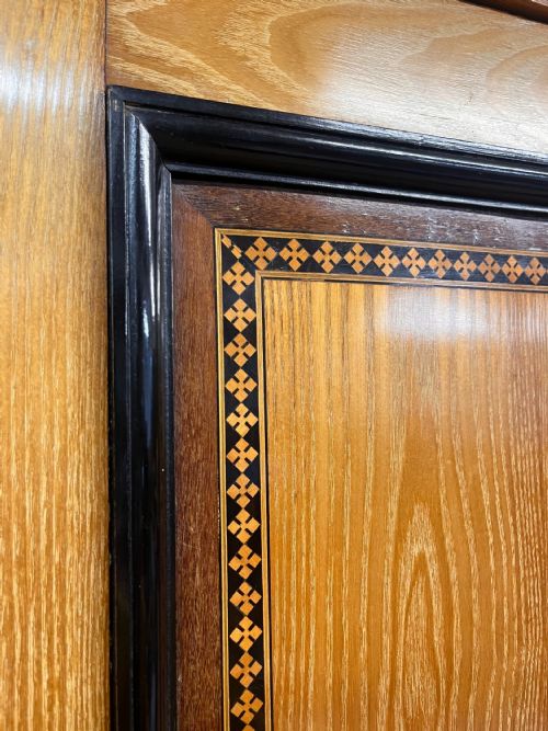 AN ASH AESTHETIC MOVEMENT TRIPLE WARDROBE BY AW TAYLOR SONS WITH PAINTED GEOMETRIC DETAIL - ADDITIONAL PHOTO 21