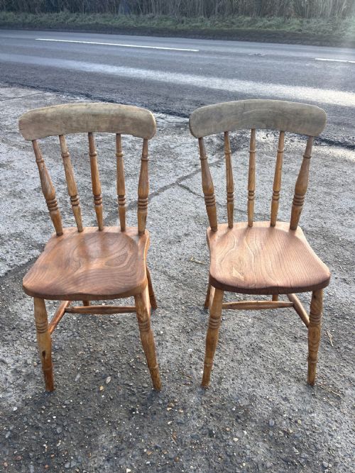 SET OF 4 VICTORIAN SPINDLEBACK ELM BEECH KITCHEN CHAIRS - ADDITIONAL PHOTO 4