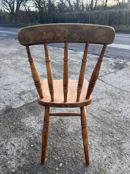 SET OF 4 VICTORIAN SPINDLEBACK ELM BEECH KITCHEN CHAIRS - ADDITIONAL PHOTO 5