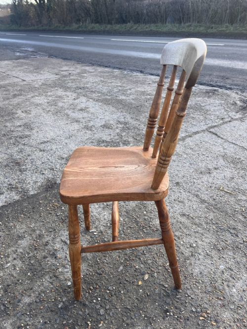 SET OF 4 VICTORIAN SPINDLEBACK ELM BEECH KITCHEN CHAIRS - ADDITIONAL PHOTO 6