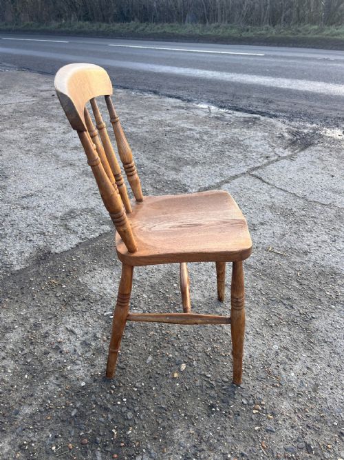 SET OF 4 VICTORIAN SPINDLEBACK ELM BEECH KITCHEN CHAIRS - ADDITIONAL PHOTO 7