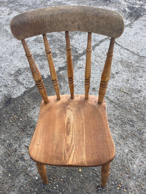 SET OF 4 VICTORIAN SPINDLEBACK ELM BEECH KITCHEN CHAIRS - ADDITIONAL PHOTO 8