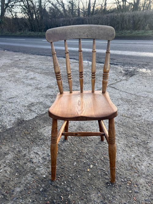 SET OF 4 VICTORIAN SPINDLEBACK ELM BEECH KITCHEN CHAIRS - ADDITIONAL PHOTO 9