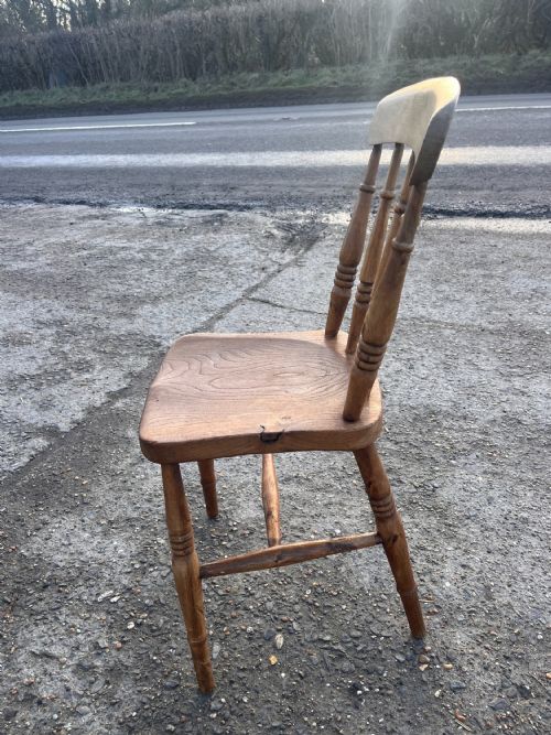 SET OF 4 VICTORIAN SPINDLEBACK ELM BEECH KITCHEN CHAIRS - ADDITIONAL PHOTO 10