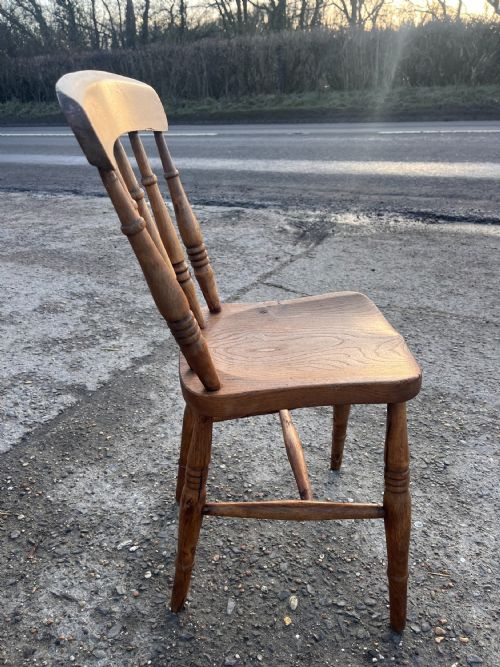 SET OF 4 VICTORIAN SPINDLEBACK ELM BEECH KITCHEN CHAIRS - ADDITIONAL PHOTO 11