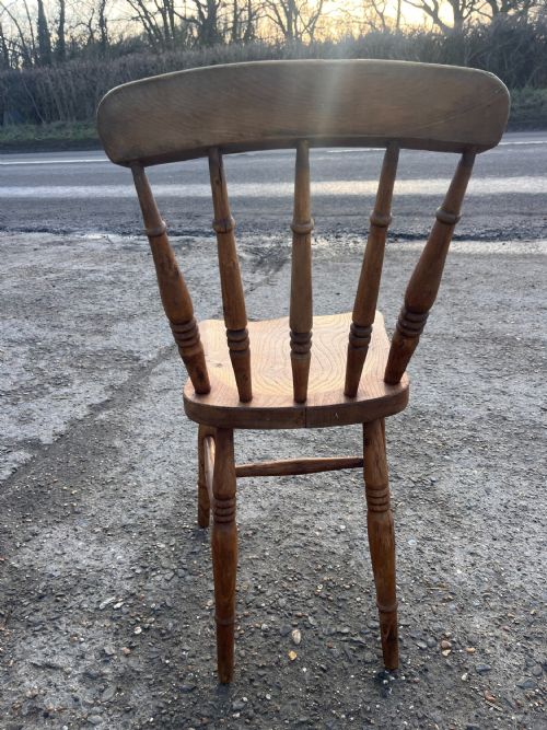 SET OF 4 VICTORIAN SPINDLEBACK ELM BEECH KITCHEN CHAIRS - ADDITIONAL PHOTO 12