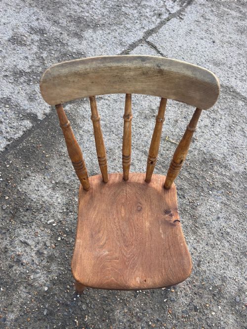SET OF 4 VICTORIAN SPINDLEBACK ELM BEECH KITCHEN CHAIRS - ADDITIONAL PHOTO 14