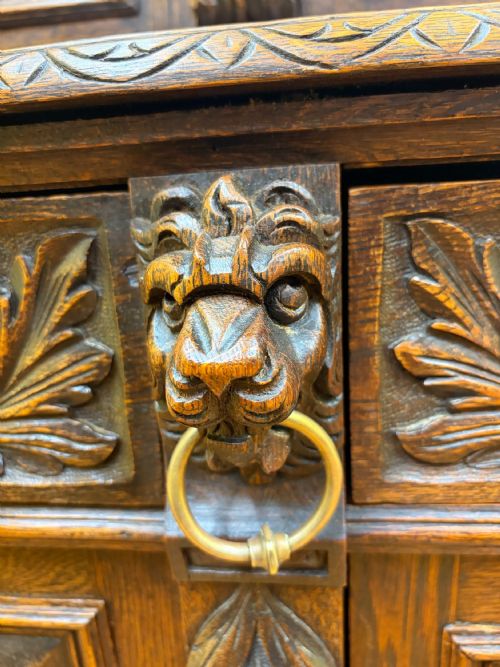 19TH CENTURY VICTORIAN MONUMENTAL CARVED OAK LIBRARY BOOKCASE WITH INTRICATE CARVINGS - ADDITIONAL PHOTO 18