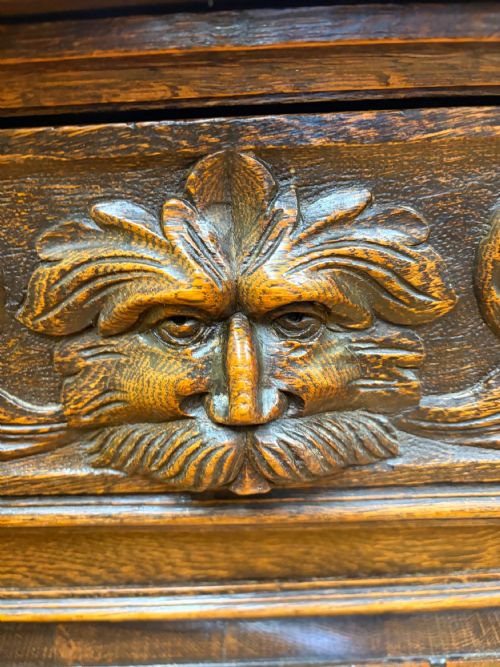 19TH CENTURY VICTORIAN MONUMENTAL CARVED OAK LIBRARY BOOKCASE WITH INTRICATE CARVINGS - ADDITIONAL PHOTO 20