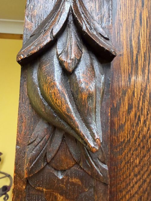 19TH CENTURY VICTORIAN MONUMENTAL CARVED OAK LIBRARY BOOKCASE WITH INTRICATE CARVINGS - ADDITIONAL PHOTO 21