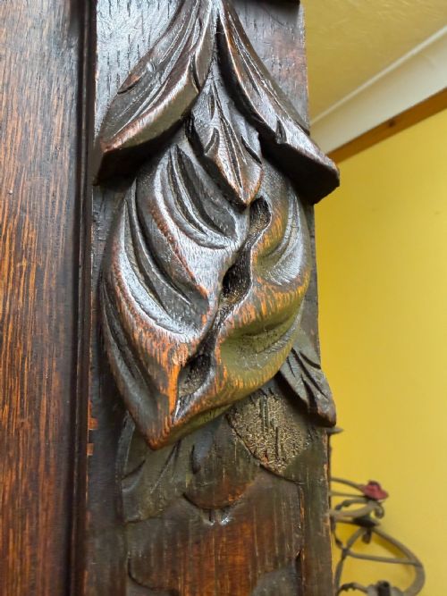19TH CENTURY VICTORIAN MONUMENTAL CARVED OAK LIBRARY BOOKCASE WITH INTRICATE CARVINGS - ADDITIONAL PHOTO 23