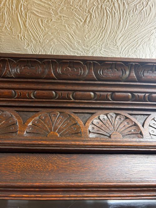 19TH CENTURY VICTORIAN MONUMENTAL CARVED OAK LIBRARY BOOKCASE WITH INTRICATE CARVINGS - ADDITIONAL PHOTO 24