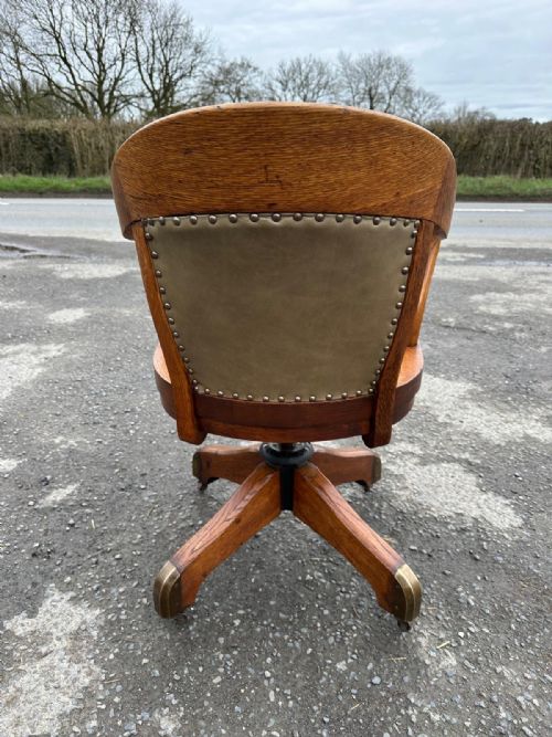 EARLY 20TH CENTURY 19101920 OAK SWIVEL RECLINING DESK CHAIR - ADDITIONAL PHOTO 2