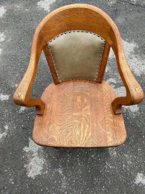 EARLY 20TH CENTURY 19101920 OAK SWIVEL RECLINING DESK CHAIR - ADDITIONAL PHOTO 3
