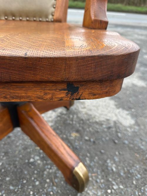 EARLY 20TH CENTURY 19101920 OAK SWIVEL RECLINING DESK CHAIR - ADDITIONAL PHOTO 4
