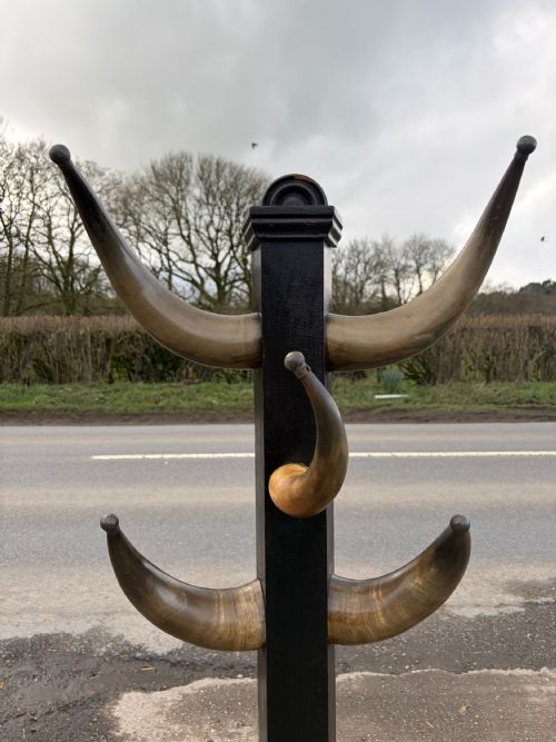 19TH CENTURY OAK COW HORN HAT AND STICK STAND - ADDITIONAL PHOTO 7