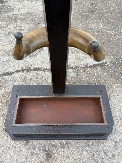 19TH CENTURY OAK COW HORN HAT AND STICK STAND - ADDITIONAL PHOTO 10