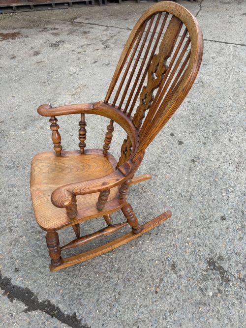19TH CENTURY SPLAT BACK ELM ASH ROCKING CHAIR - ADDITIONAL PHOTO 2