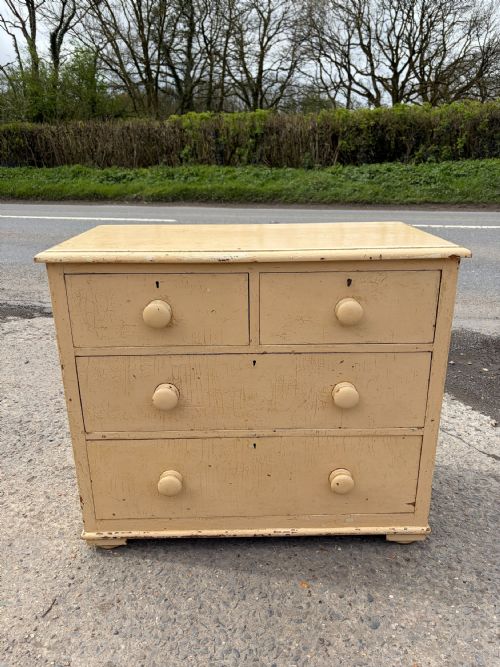 VICTORIAN PAINTED PINE 2 OVER 2 CHEST OF DRAWERS
