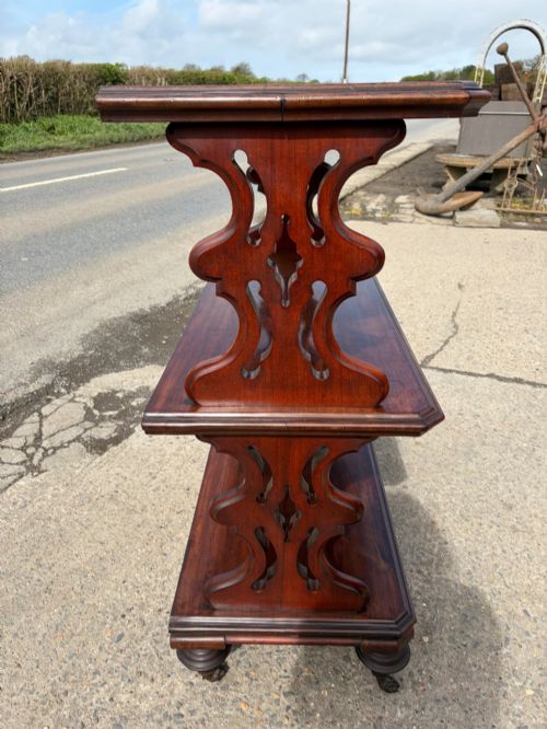 VICTORIAN MAHOGANY 3 TIER BUFFET ON ORIGINAL CASTORS - ADDITIONAL PHOTO 1