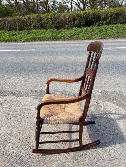 19TH CENTURY RUSH SEATED ROCKER - ADDITIONAL PHOTO 2