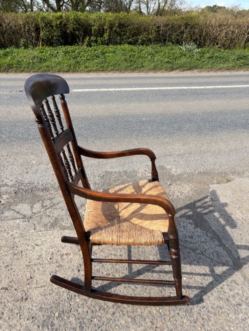 19TH CENTURY RUSH SEATED ROCKER - ADDITIONAL PHOTO 5