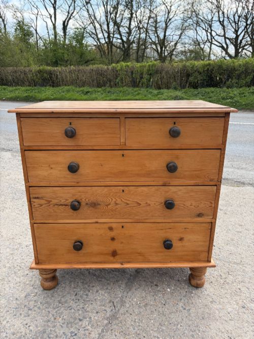 VICTORIAN PINE 2 OVER 3 CHEST OF DRAWERS - ADDITIONAL PHOTO 7