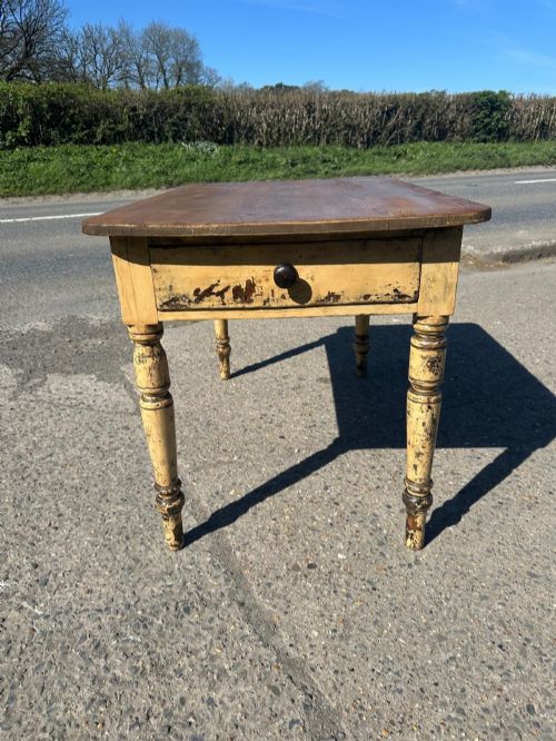 VICTORIAN PINE TABLE WITH ORIGINAL PAINTED LEGS - ADDITIONAL PHOTO 10