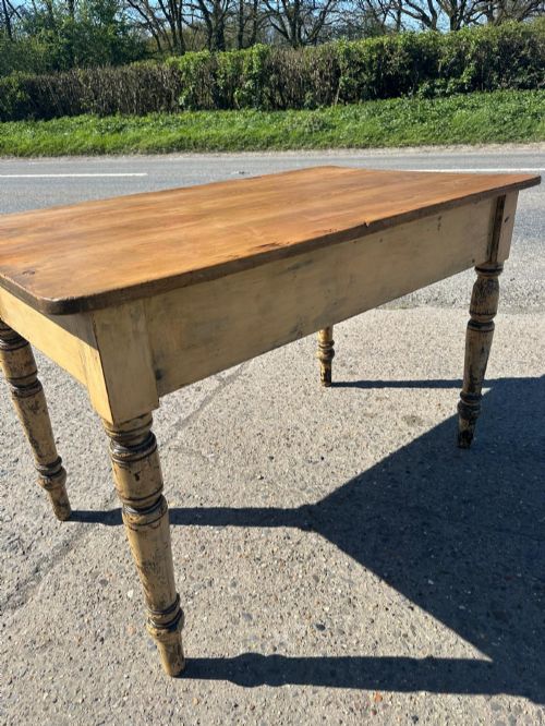 VICTORIAN PINE TABLE WITH ORIGINAL PAINTED LEGS - ADDITIONAL PHOTO 11
