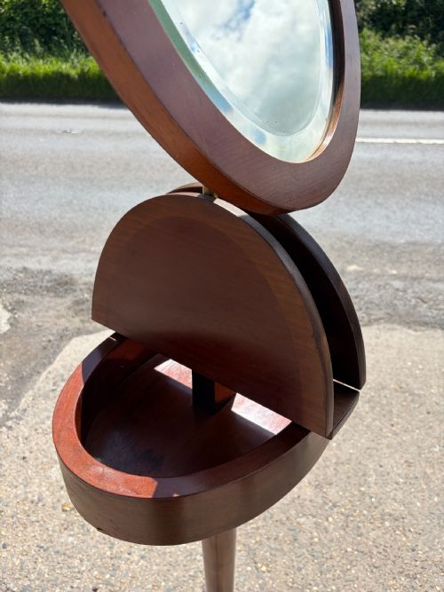 VICTORIAN MAHOGANY TELESCOPIC SHAVING MIRROR ON TRIPOD BASE - ADDITIONAL PHOTO 4