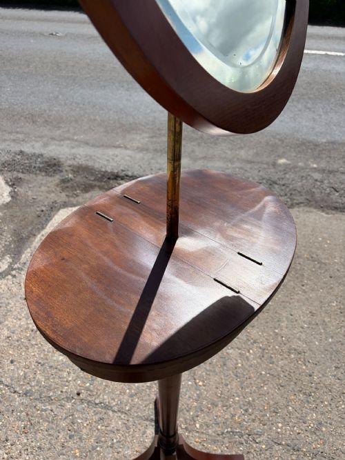 VICTORIAN MAHOGANY TELESCOPIC SHAVING MIRROR ON TRIPOD BASE - ADDITIONAL PHOTO 5