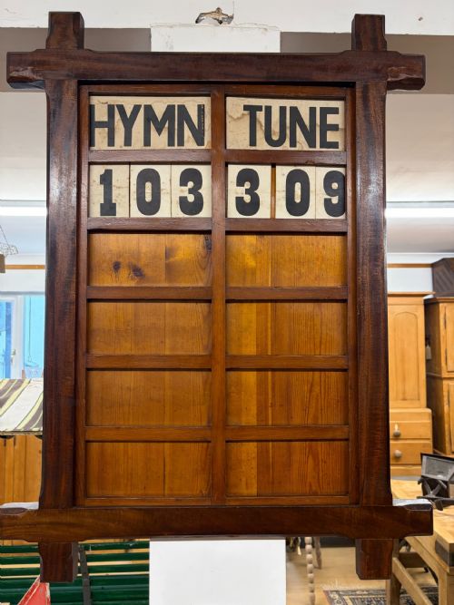 CIRCA 1900 HYMN BOARD AND LARGE BOX OF CARD NUMBERS