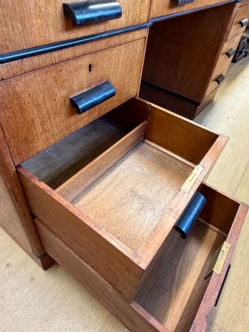 192030S WALNUT ART DECO STYLE 5FT PARTNER'S DESK BY MAPLE CO - ADDITIONAL PHOTO 5