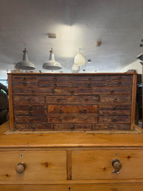 19th Century Bank of 25 Drawers Originally from Luxmore's of Ilfracombe