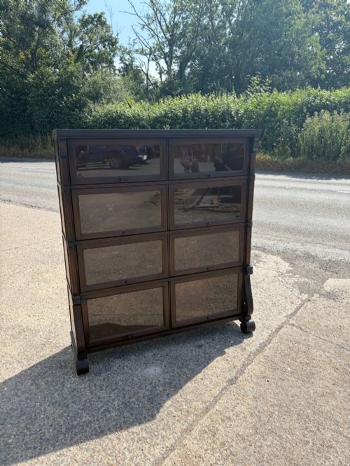circa 1920 Mahogany Sectional Bookcase with Up and Over Doors - Made by Macey